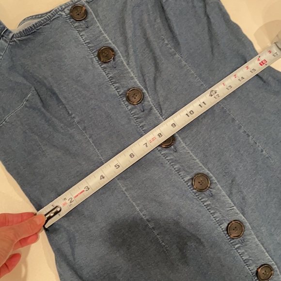 NWT (4) (8) INC International concepts dark denim button up square neck puff - Picture 3 of 12